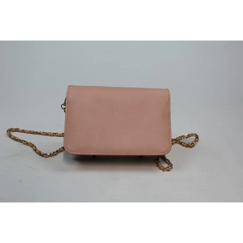 Authentic Bebe Hot Pink Crossbody Purse Gold Chain Strap Faux Leather Handbag